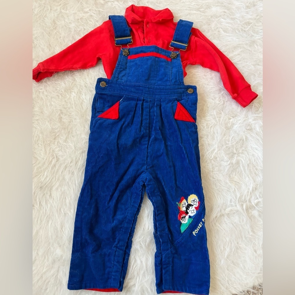 Vibrant Vintage Blue Kids Corduroy Overalls